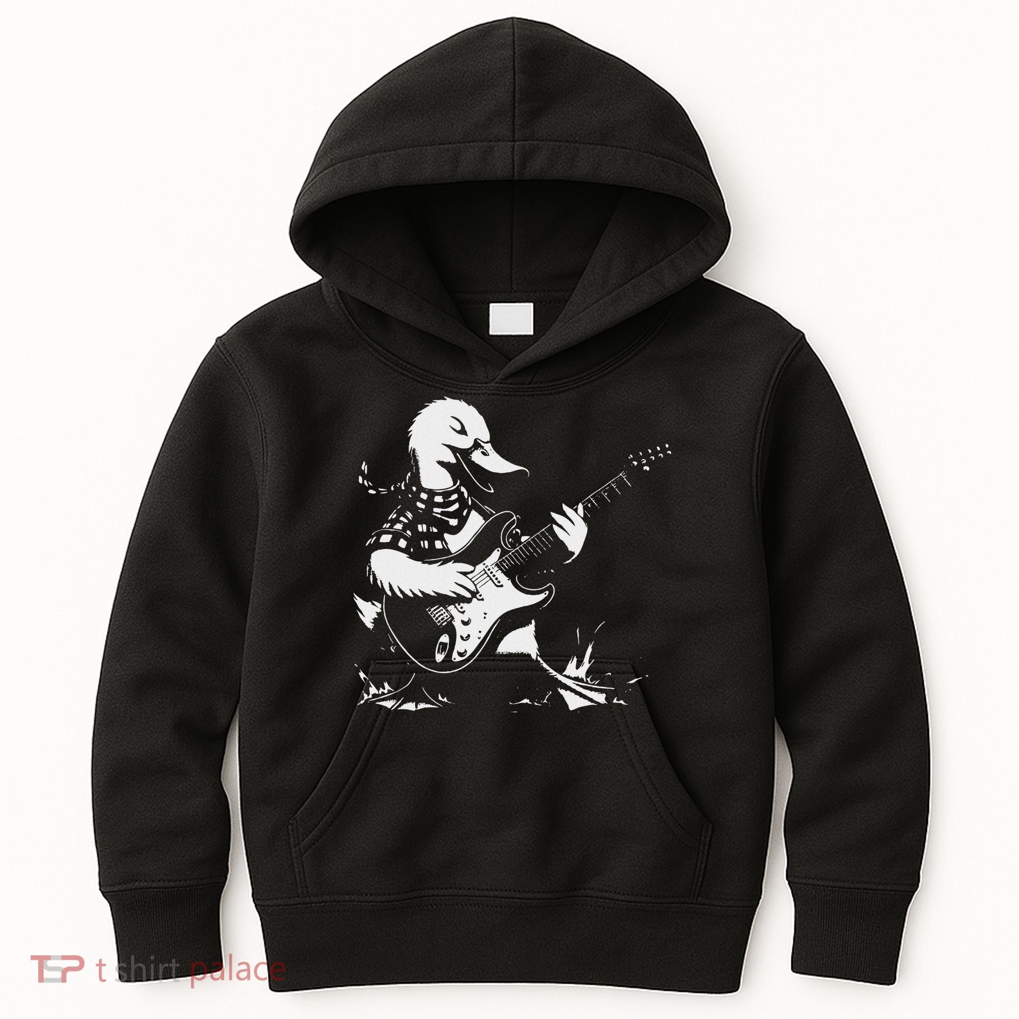 Duck Playing Bass Guitar For Animal Playing Guitar Kids Hoodie