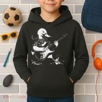 Duck Playing Bass Guitar For Animal Playing Guitar Kids Hoodie thumb 2