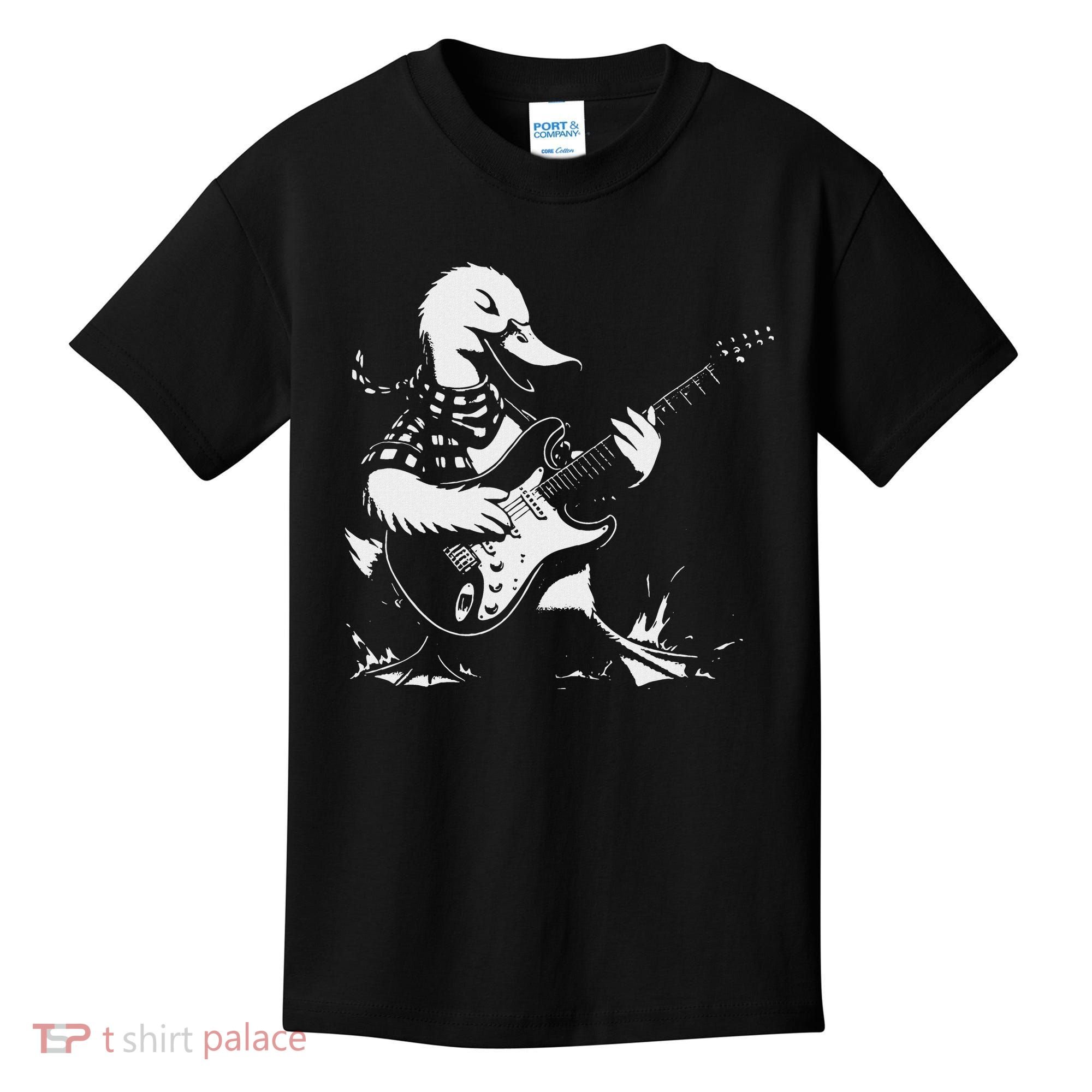 Duck Playing Bass Guitar For Animal Playing Guitar Kids T-Shirt