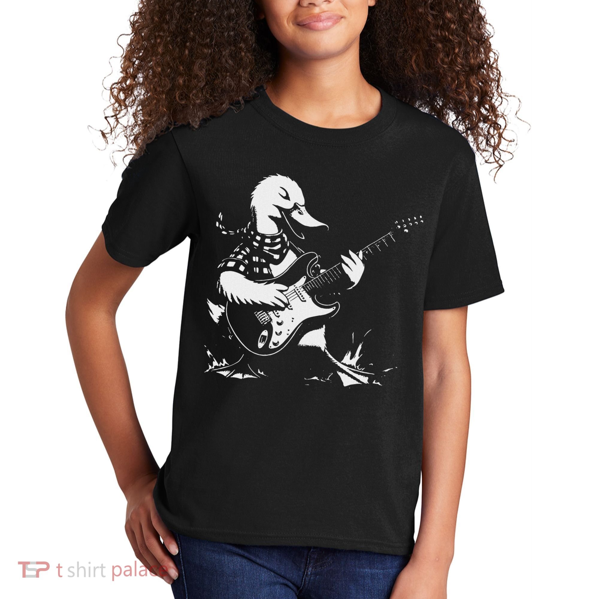 Duck Playing Bass Guitar For Animal Playing Guitar Kids T-Shirt