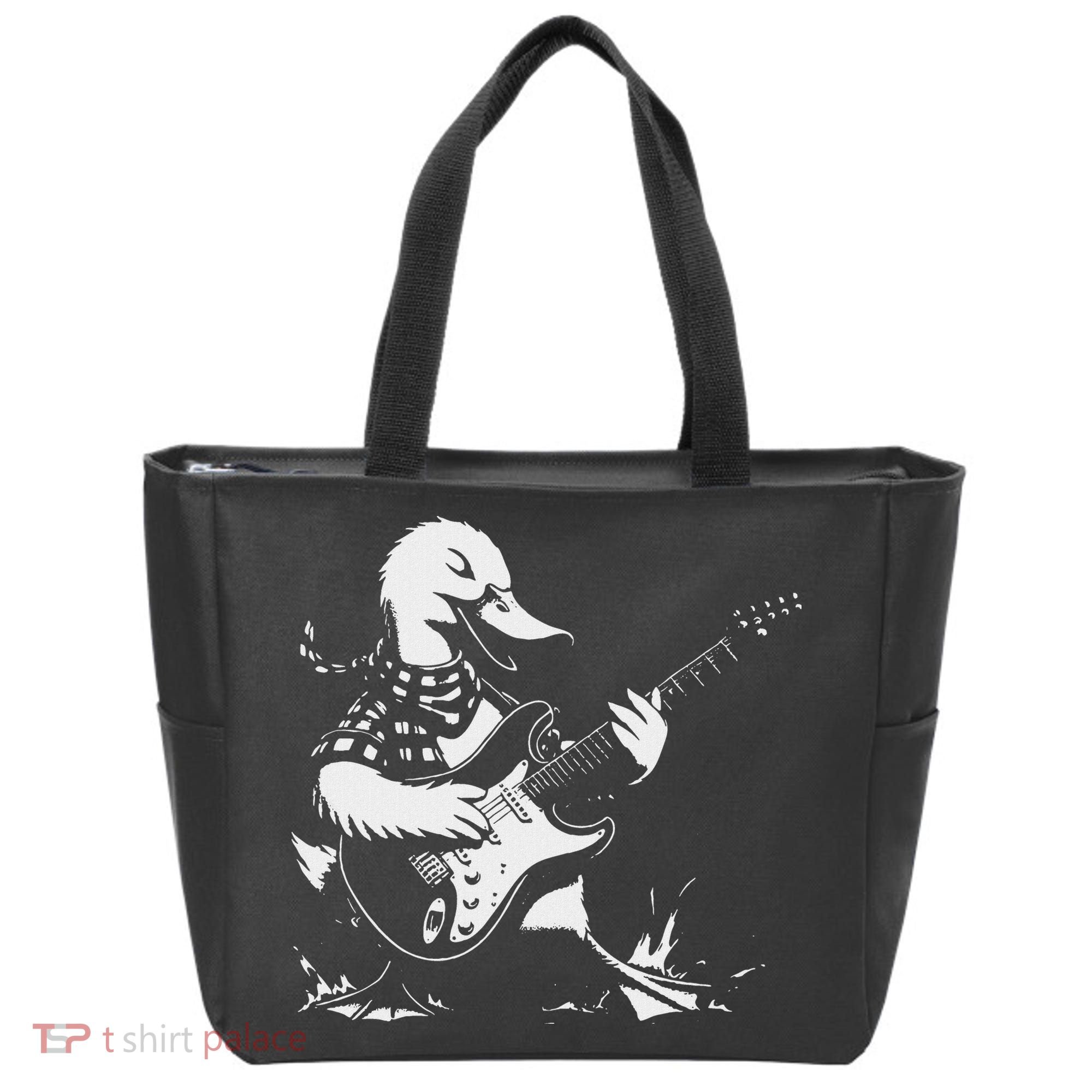Duck Playing Bass Guitar For Animal Playing Guitar Tote Bag