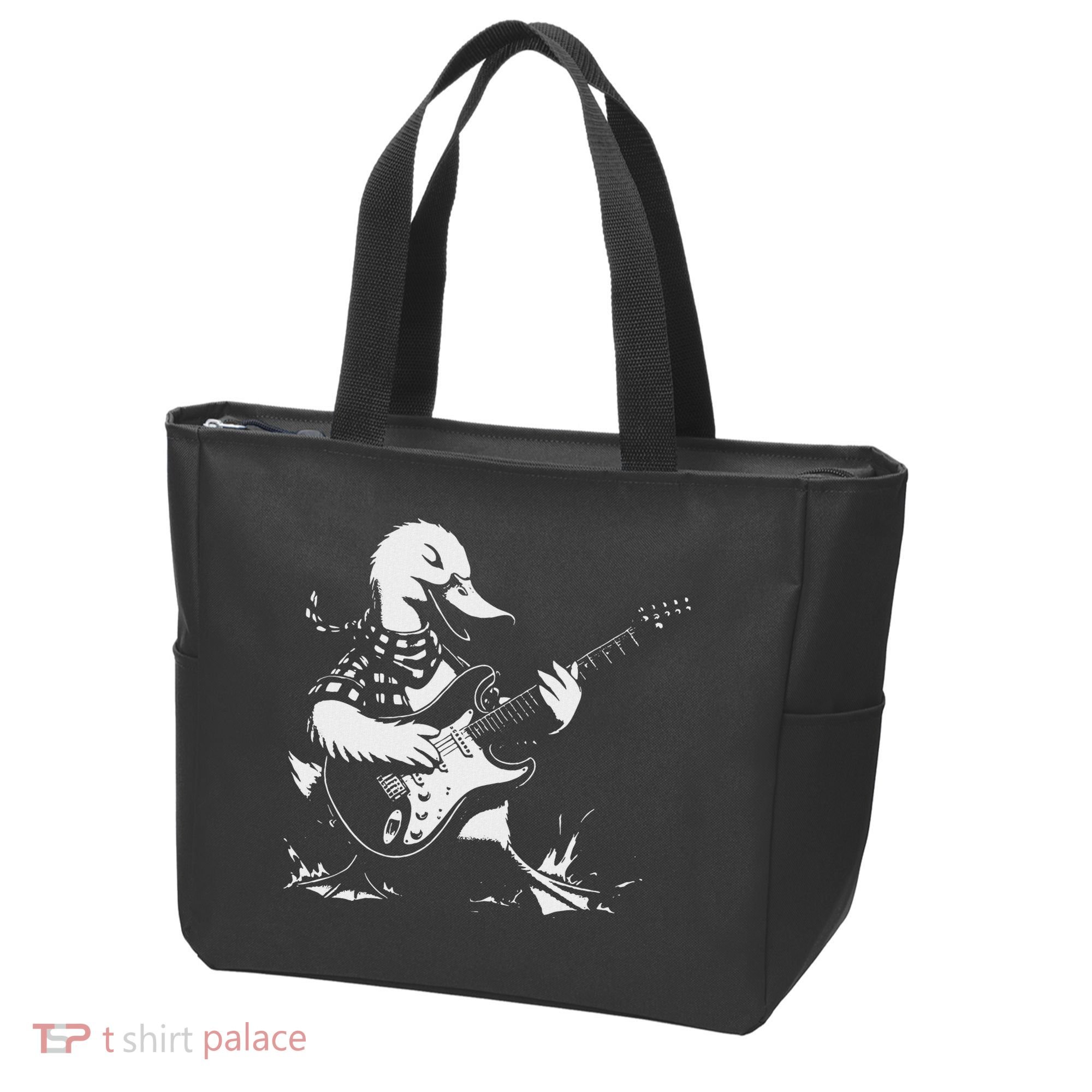 Duck Playing Bass Guitar For Animal Playing Guitar Tote Bag