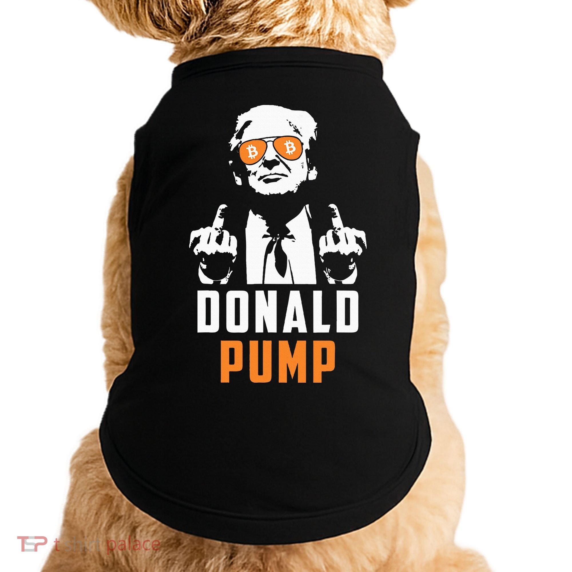 Donald Pump Bitcoin Funny Trump 2024 Crypto American Flag Doggie Tank