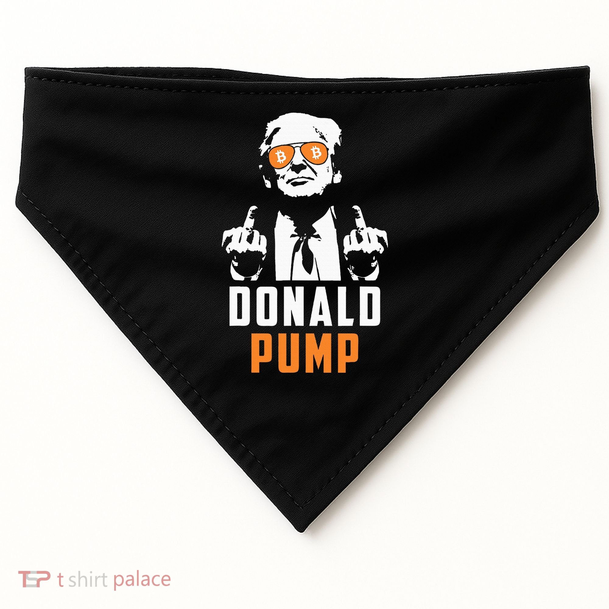 Donald Pump Bitcoin Funny Trump 2024 Crypto American Flag USA-Made Doggie Bandana