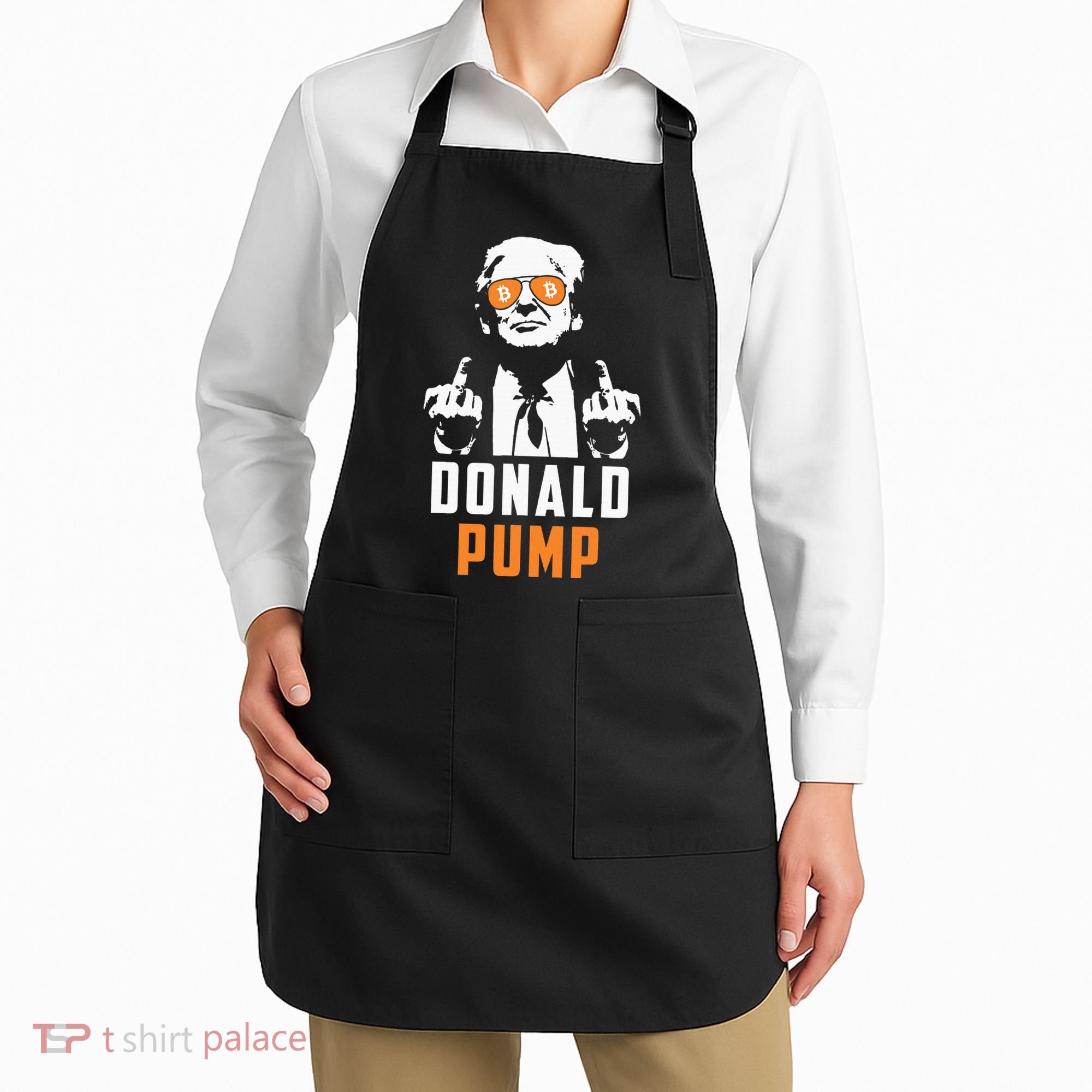 Donald Pump Bitcoin Funny Trump 2024 Crypto American Flag Apron
