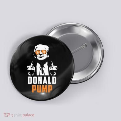 Donald Pump Bitcoin Funny Trump 2024 Crypto American Flag Button