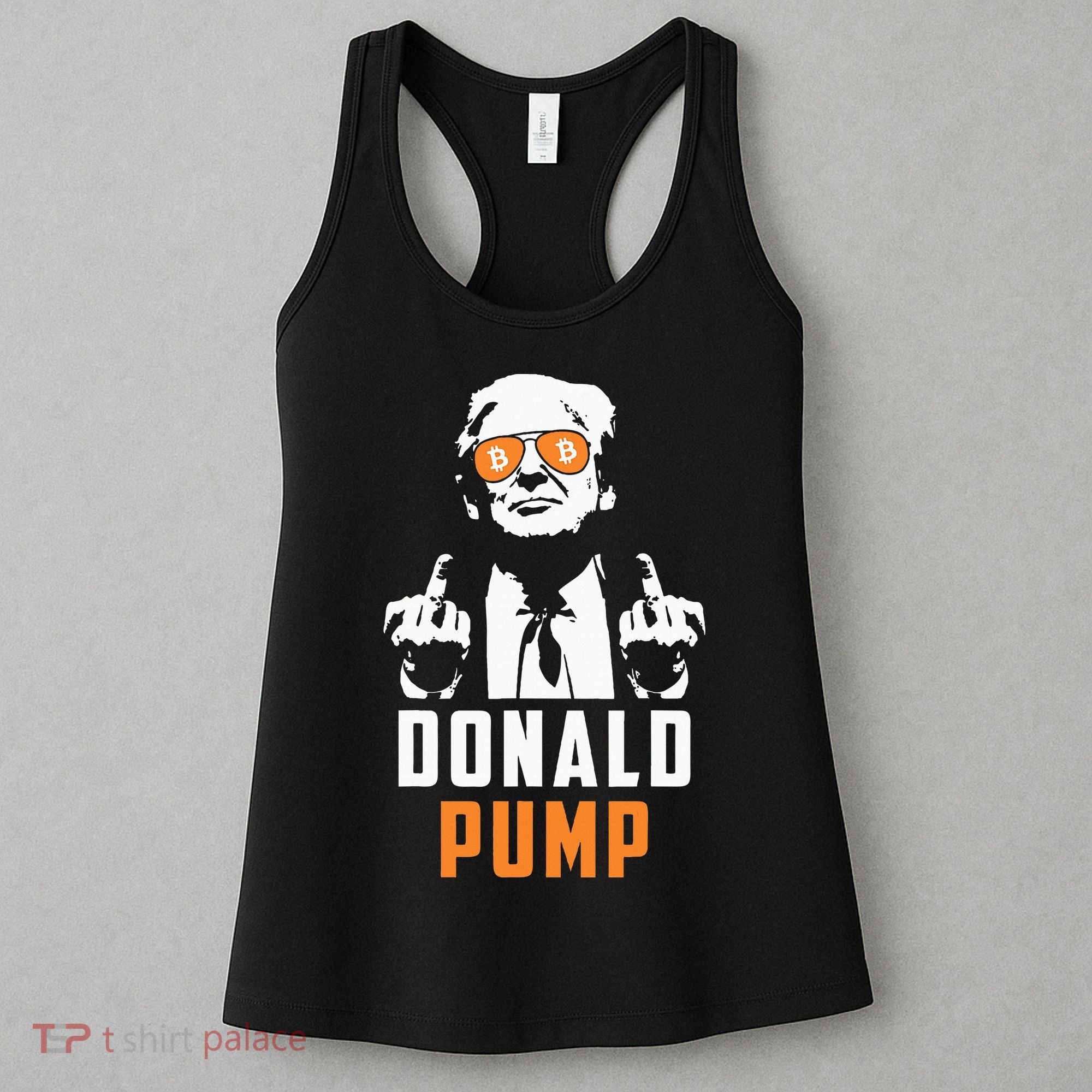 Donald Pump Bitcoin Funny Trump 2024 Crypto American Flag Women's Tank Top