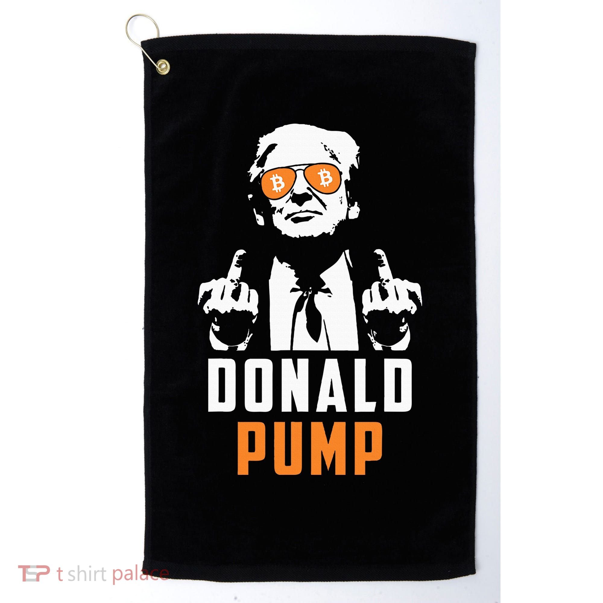 Donald Pump Bitcoin Funny Trump 2024 Crypto American Flag Golf Towel