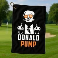Donald Pump Bitcoin Funny Trump 2024 Crypto American Flag Golf Towel thumb 1