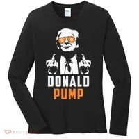Donald Pump Bitcoin Funny Trump 2024 Crypto American Flag Women's Long Sleeve Shirt thumb 0