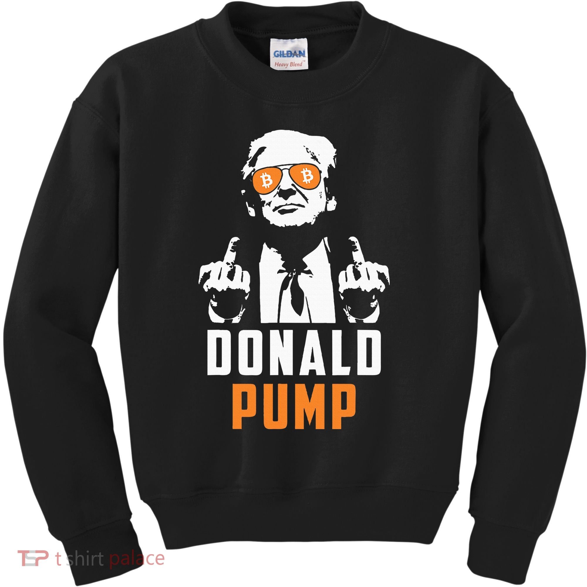 Donald Pump Bitcoin Funny Trump 2024 Crypto American Flag Kids Sweatshirt