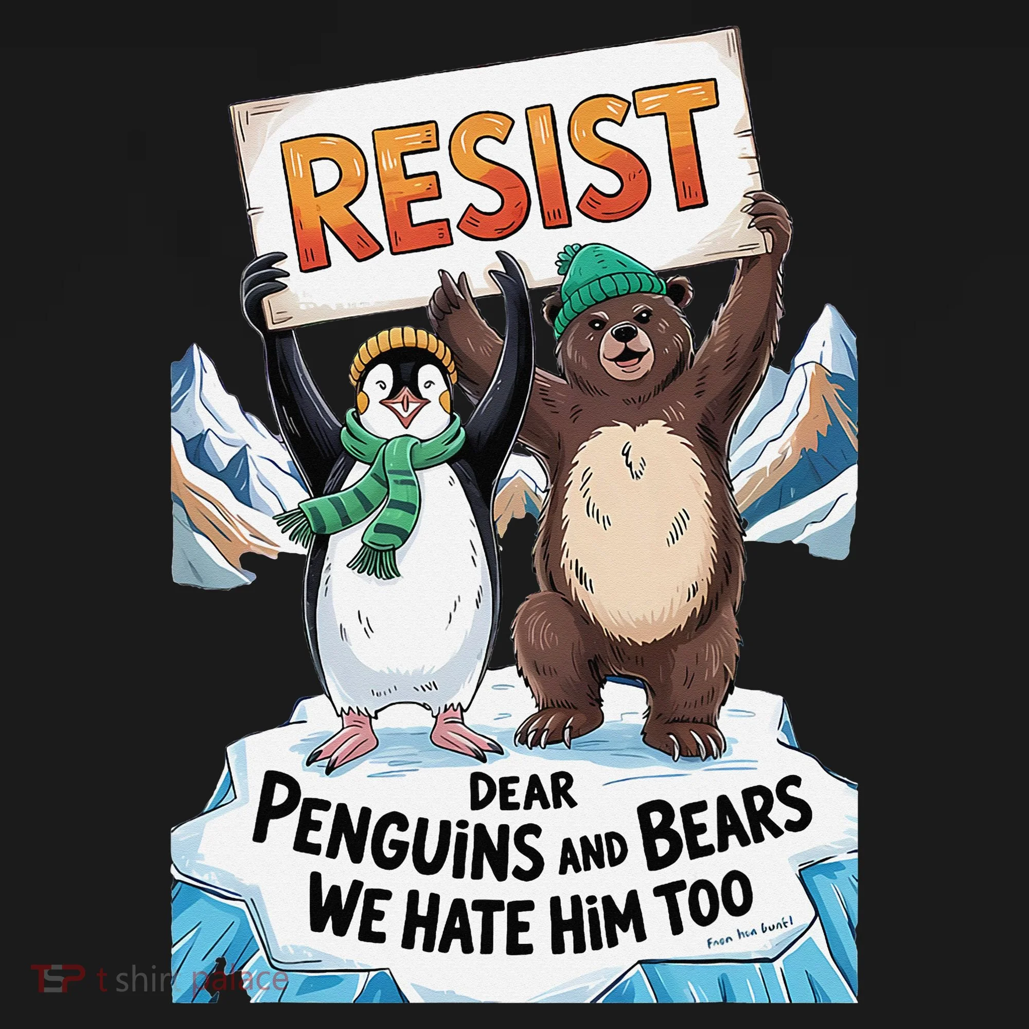 DEAR PENGUINS BEARS WE HATE HIM TOO NO TARIFFS RESIST Doggie Tank