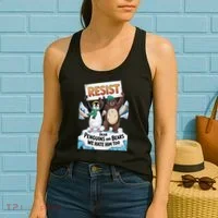 DEAR PENGUINS BEARS WE HATE HIM TOO NO TARIFFS RESIST Women's Tank Top thumb 2