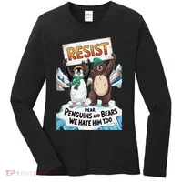 DEAR PENGUINS BEARS WE HATE HIM TOO NO TARIFFS RESIST Women's Long Sleeve Shirt thumb 0