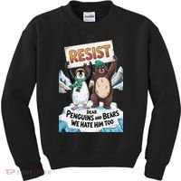 DEAR PENGUINS BEARS WE HATE HIM TOO NO TARIFFS RESIST Kids Sweatshirt thumb 0