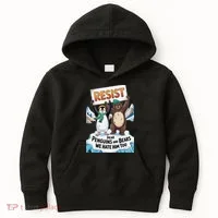 DEAR PENGUINS BEARS WE HATE HIM TOO NO TARIFFS RESIST Kids Hoodie thumb 0