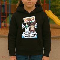 DEAR PENGUINS BEARS WE HATE HIM TOO NO TARIFFS RESIST Kids Hoodie thumb 3