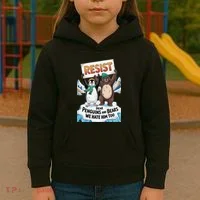 DEAR PENGUINS BEARS WE HATE HIM TOO NO TARIFFS RESIST Kids Hoodie thumb 3