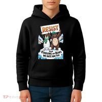DEAR PENGUINS BEARS WE HATE HIM TOO NO TARIFFS RESIST Kids Hoodie thumb 4