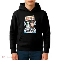 DEAR PENGUINS BEARS WE HATE HIM TOO NO TARIFFS RESIST Kids Hoodie thumb 4