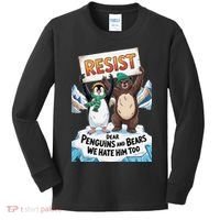 DEAR PENGUINS BEARS WE HATE HIM TOO NO TARIFFS RESIST Kids Long Sleeve Shirt thumb 0