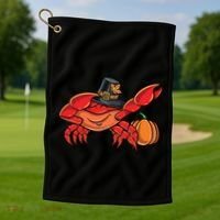 Dabbing Pilgrim Crab Thanksgiving Great Gift Golf Towel thumb 1