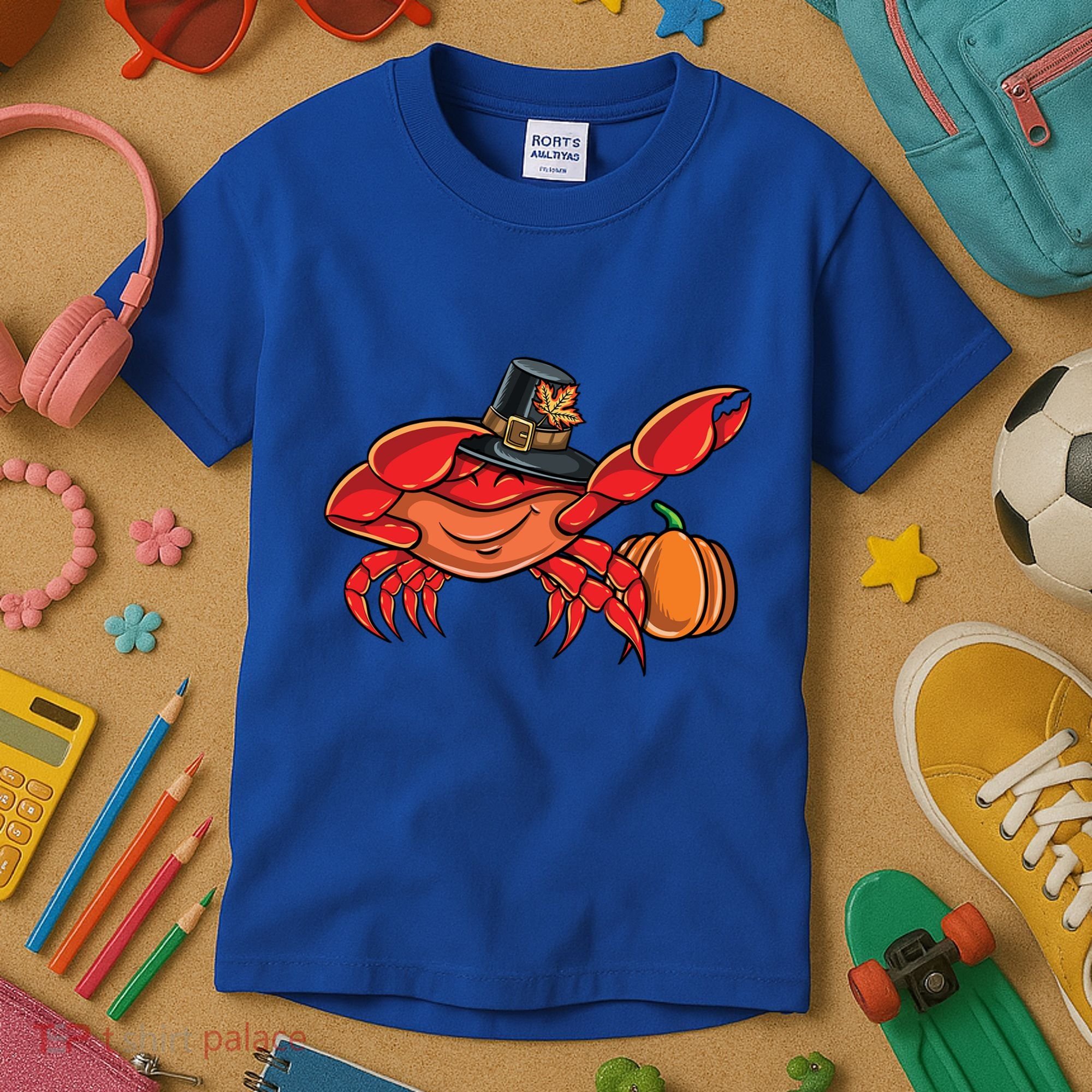 Dabbing Pilgrim Crab Thanksgiving Great Gift Kids T-Shirt