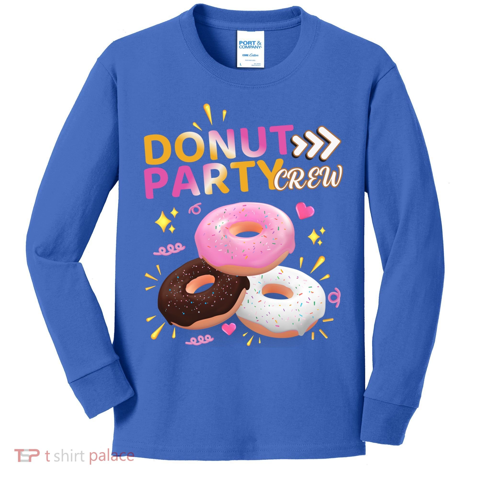 Donut Party Crew Family Matching Friends Donut Lover Funny Funny Gift Kids Long Sleeve Shirt