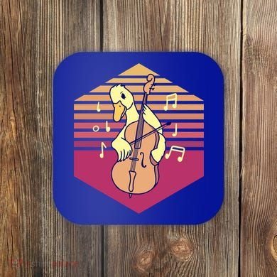 Duck Playing Cello Vintage Gift Coaster