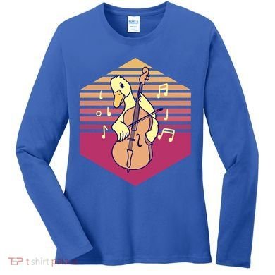 Duck Playing Cello Vintage Gift Women's Long Sleeve Shirt