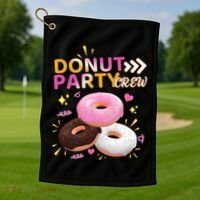 Donut Party Crew Family Matching Friends Donut Lover Funny Gift Golf Towel thumb 1