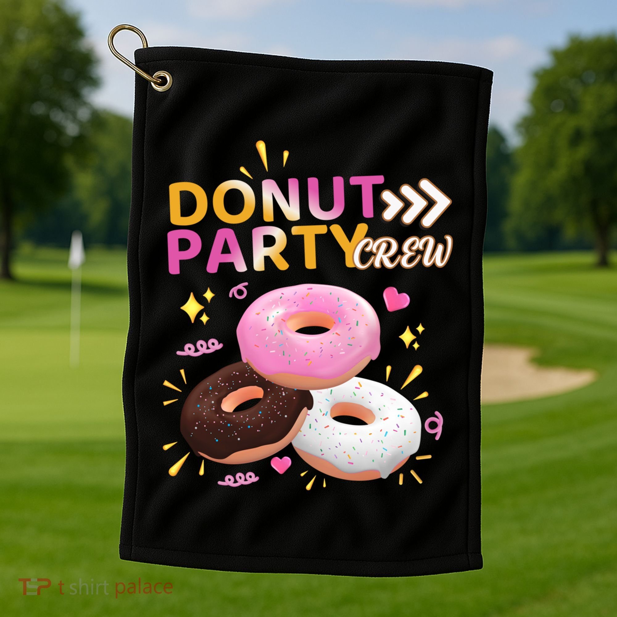Donut Party Crew Family Matching Friends Donut Lover Funny Gift Golf Towel