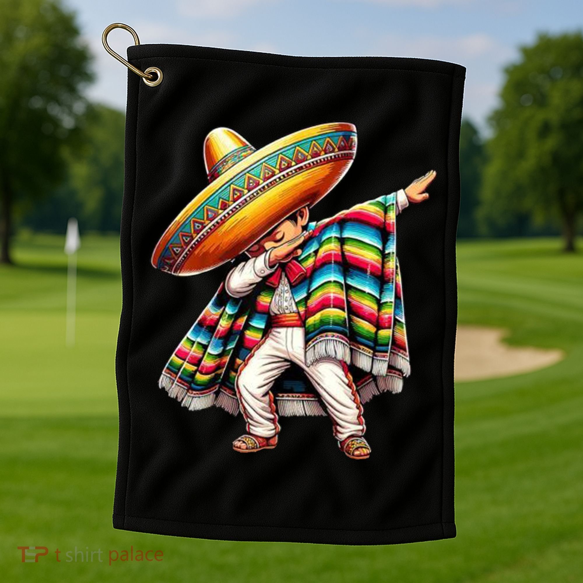 Dabbing Poncho Cinco De Mayo Mexican Holiday Golf Towel