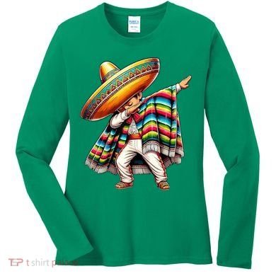 Dabbing Poncho Cinco De Mayo Mexican Holiday Women's Long Sleeve Shirt