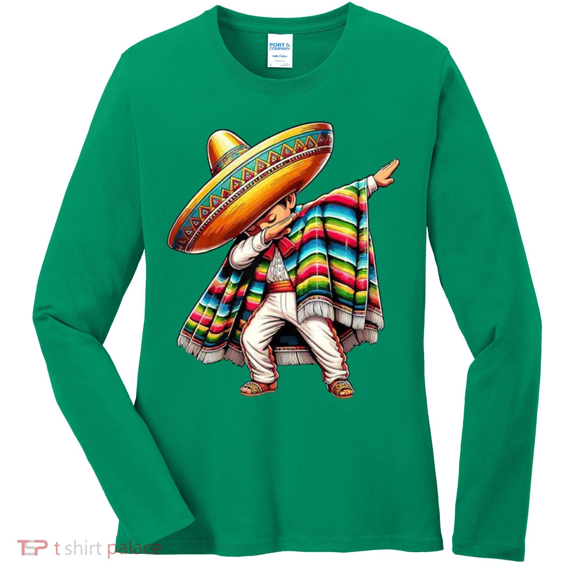 Dabbing Poncho Cinco De Mayo Mexican Holiday Women's Long Sleeve Shirt