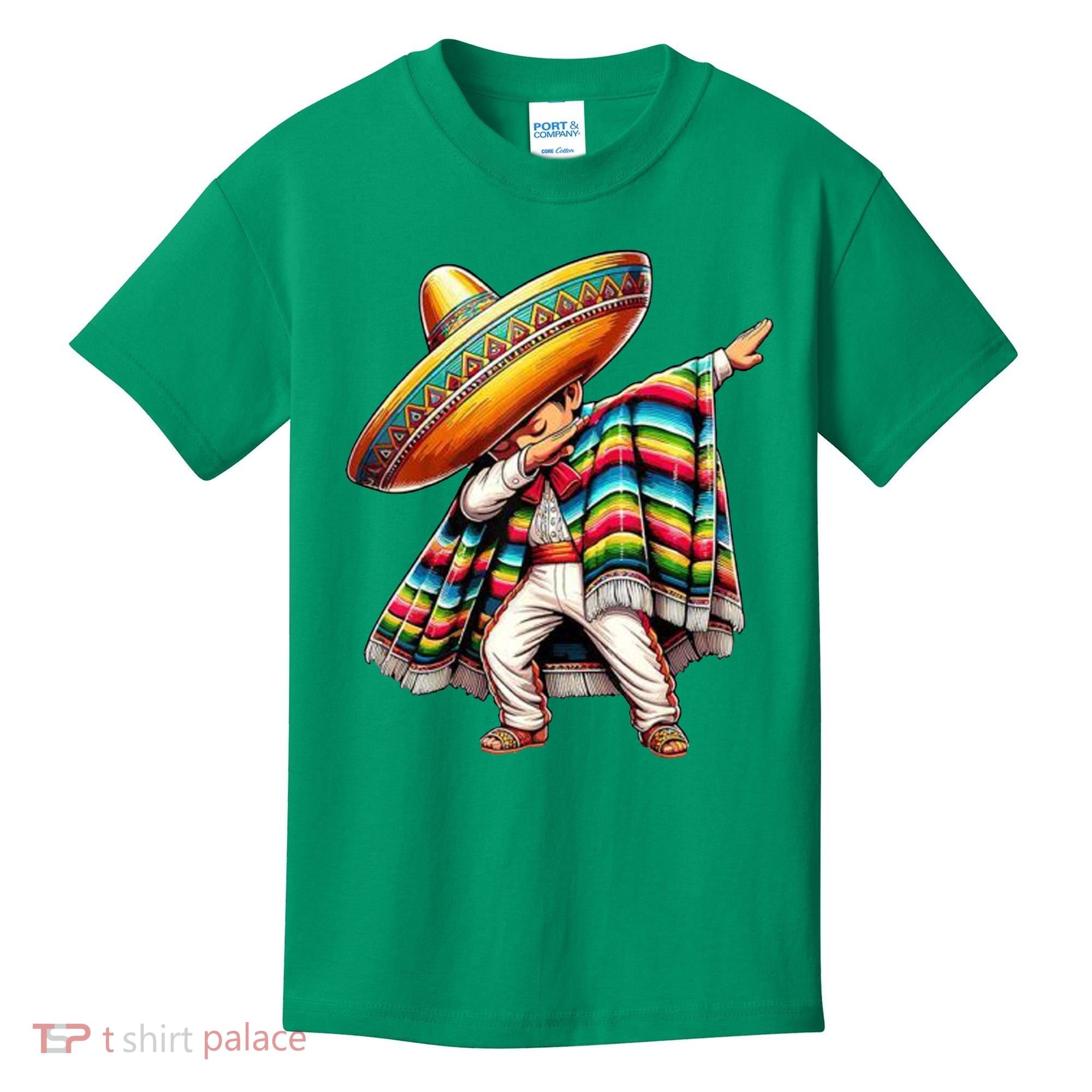 Dabbing Poncho Cinco De Mayo Mexican Holiday Kids T-Shirt