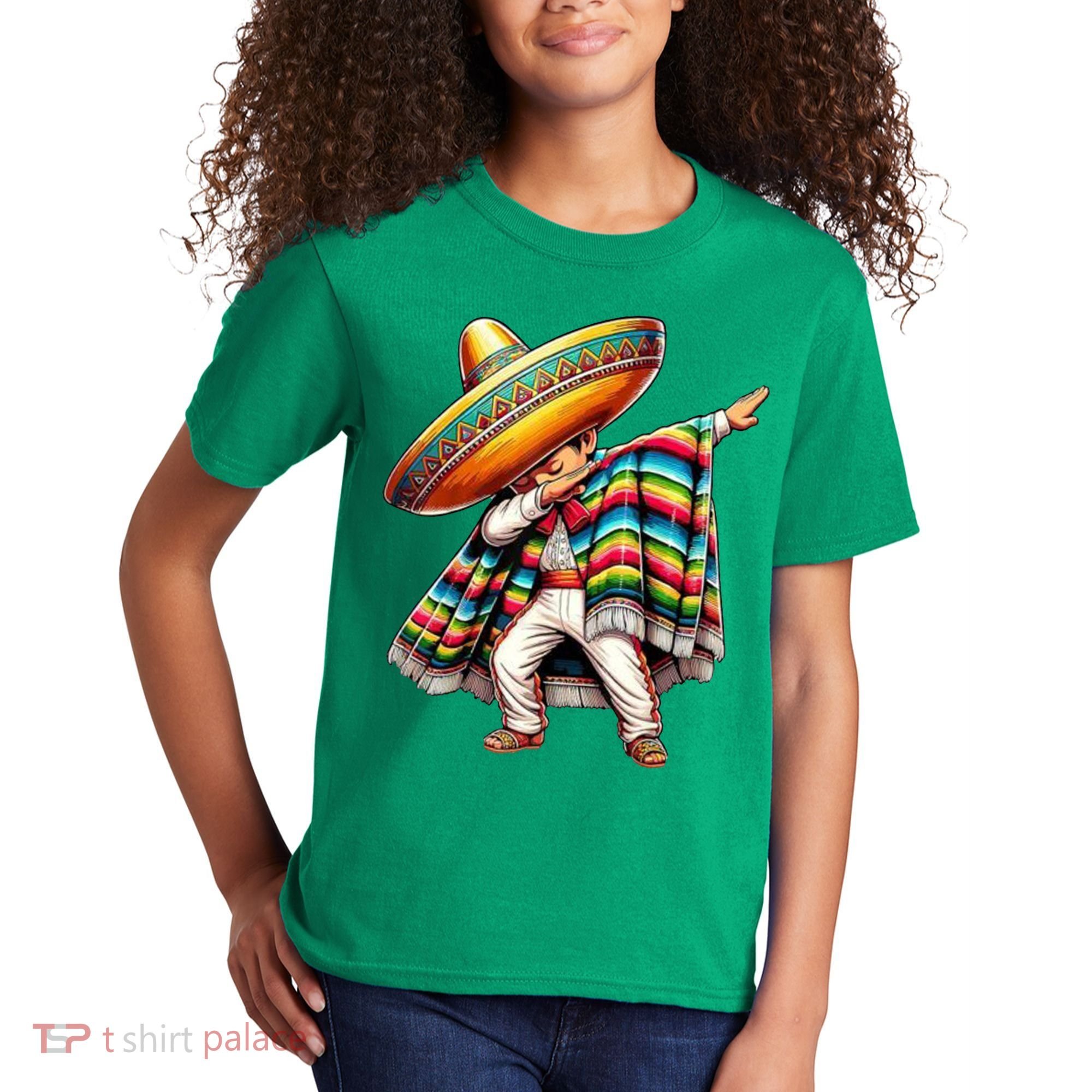 Dabbing Poncho Cinco De Mayo Mexican Holiday Kids T-Shirt