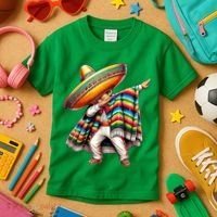Dabbing Poncho Cinco De Mayo Mexican Holiday Kids T-Shirt thumb 3