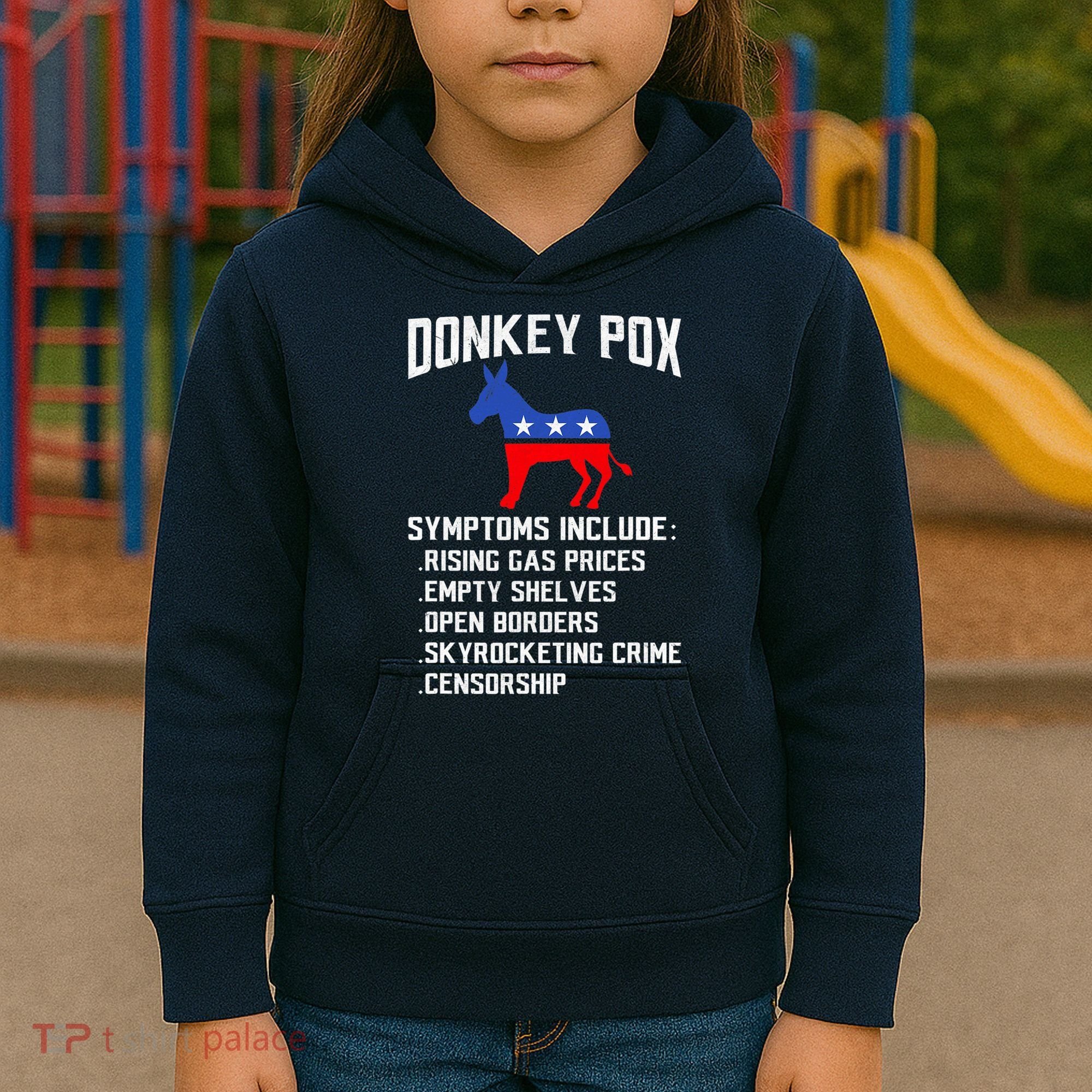 Donkey Pox Conservative Republican Anti Biden Donkeypox Kids Hoodie