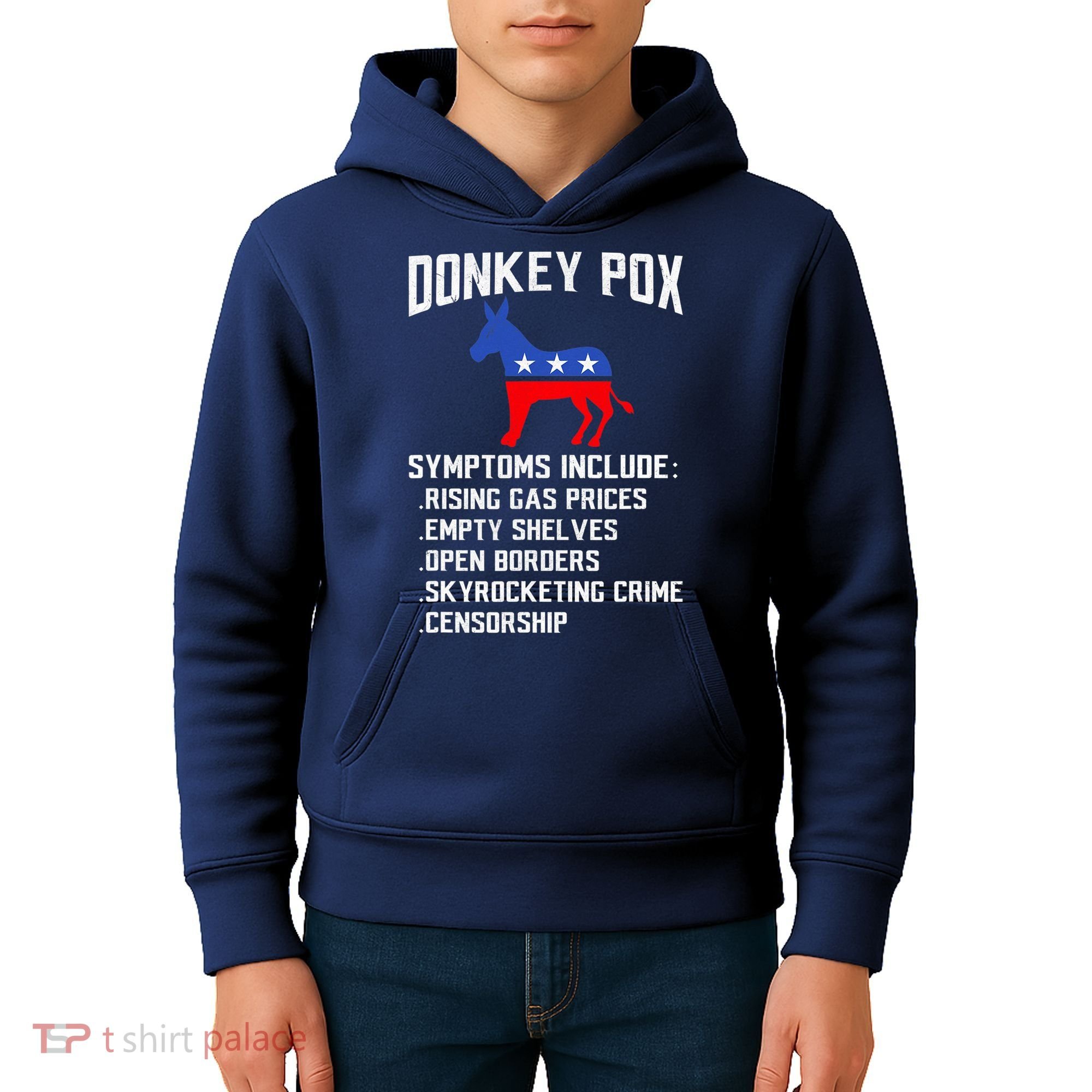 Donkey Pox Conservative Republican Anti Biden Donkeypox Kids Hoodie