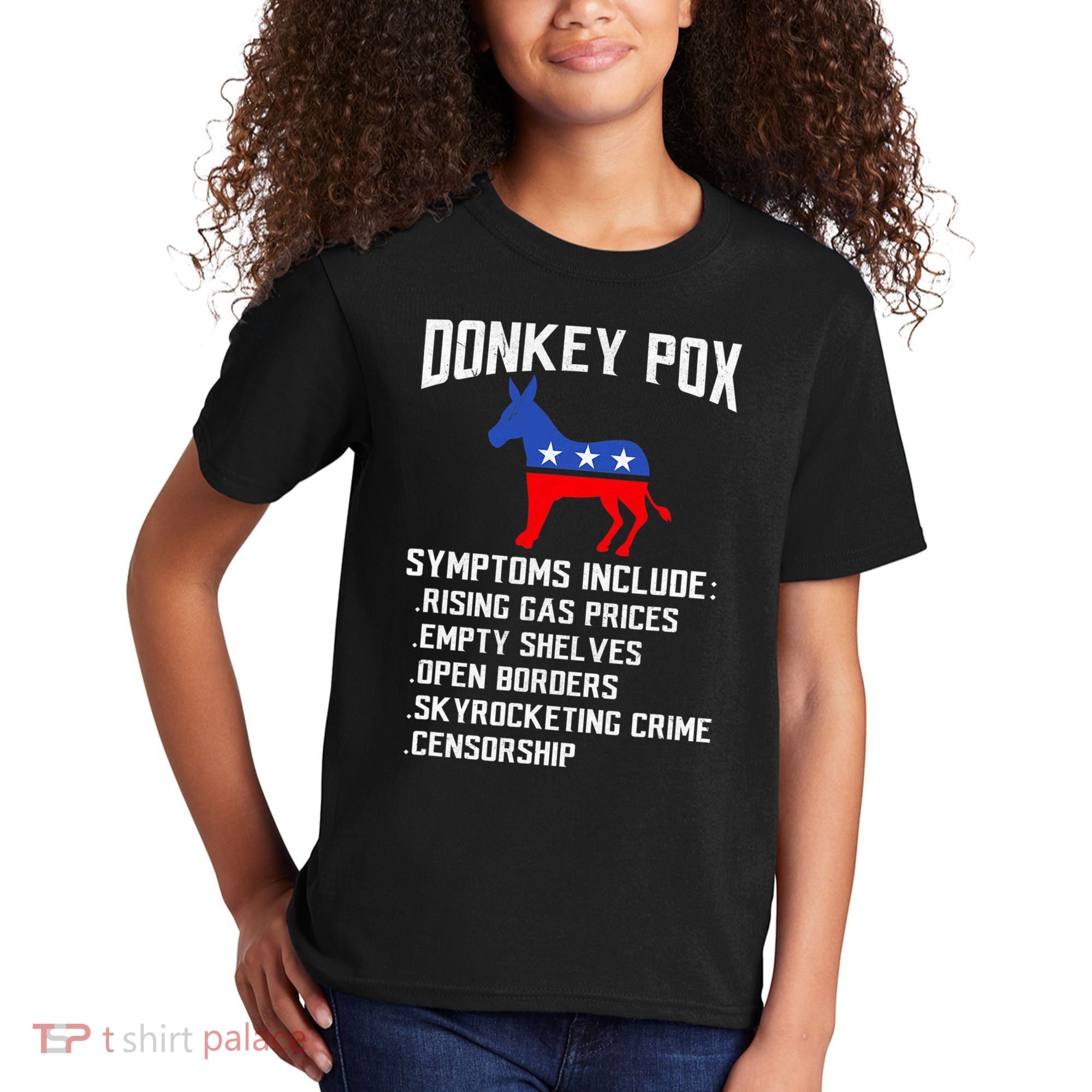 Donkey Pox Conservative Republican Anti Biden Donkeypox Kids T-Shirt