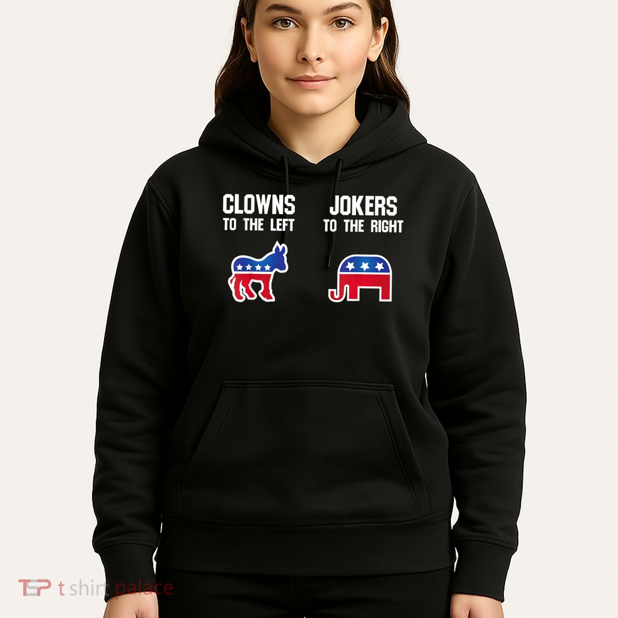Donkey Pox Clowns To The Left Jokers To The Right Funny Elephant Hoodie