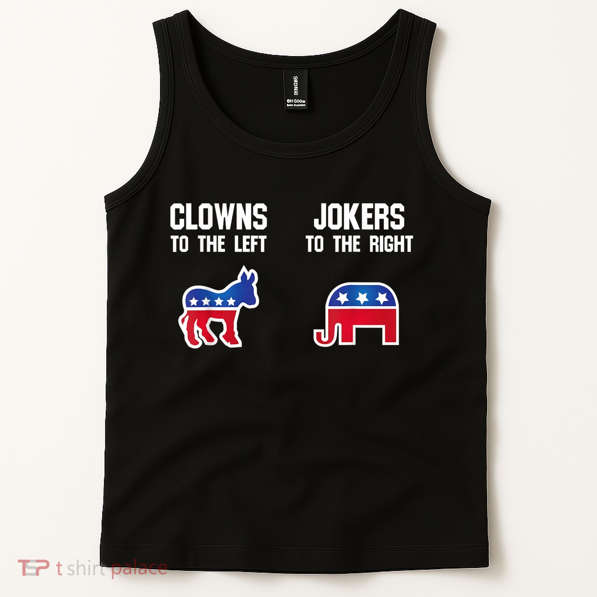 Donkey Pox Clowns To The Left Jokers To The Right Funny Elephant Tank Top