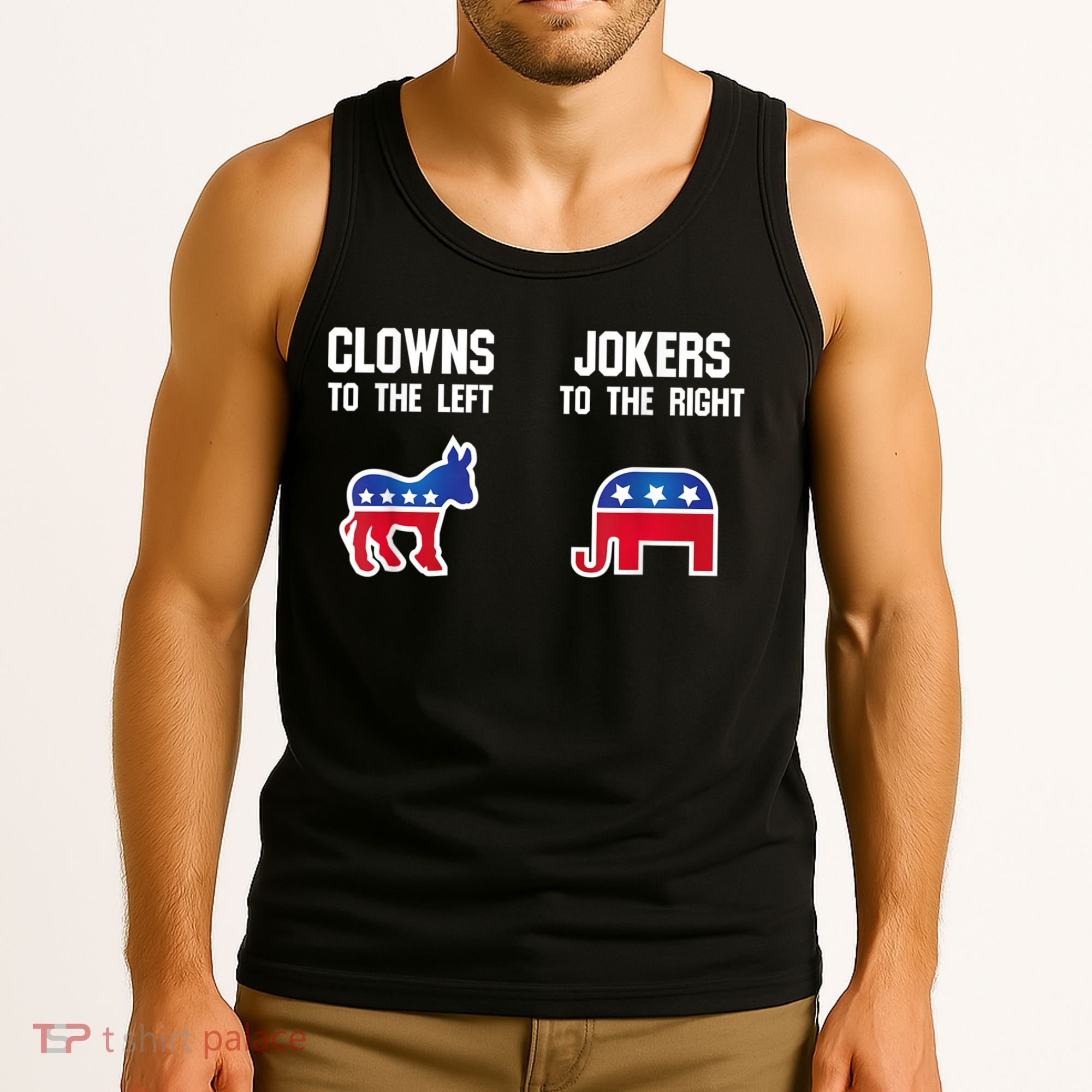 Donkey Pox Clowns To The Left Jokers To The Right Funny Elephant Tank Top