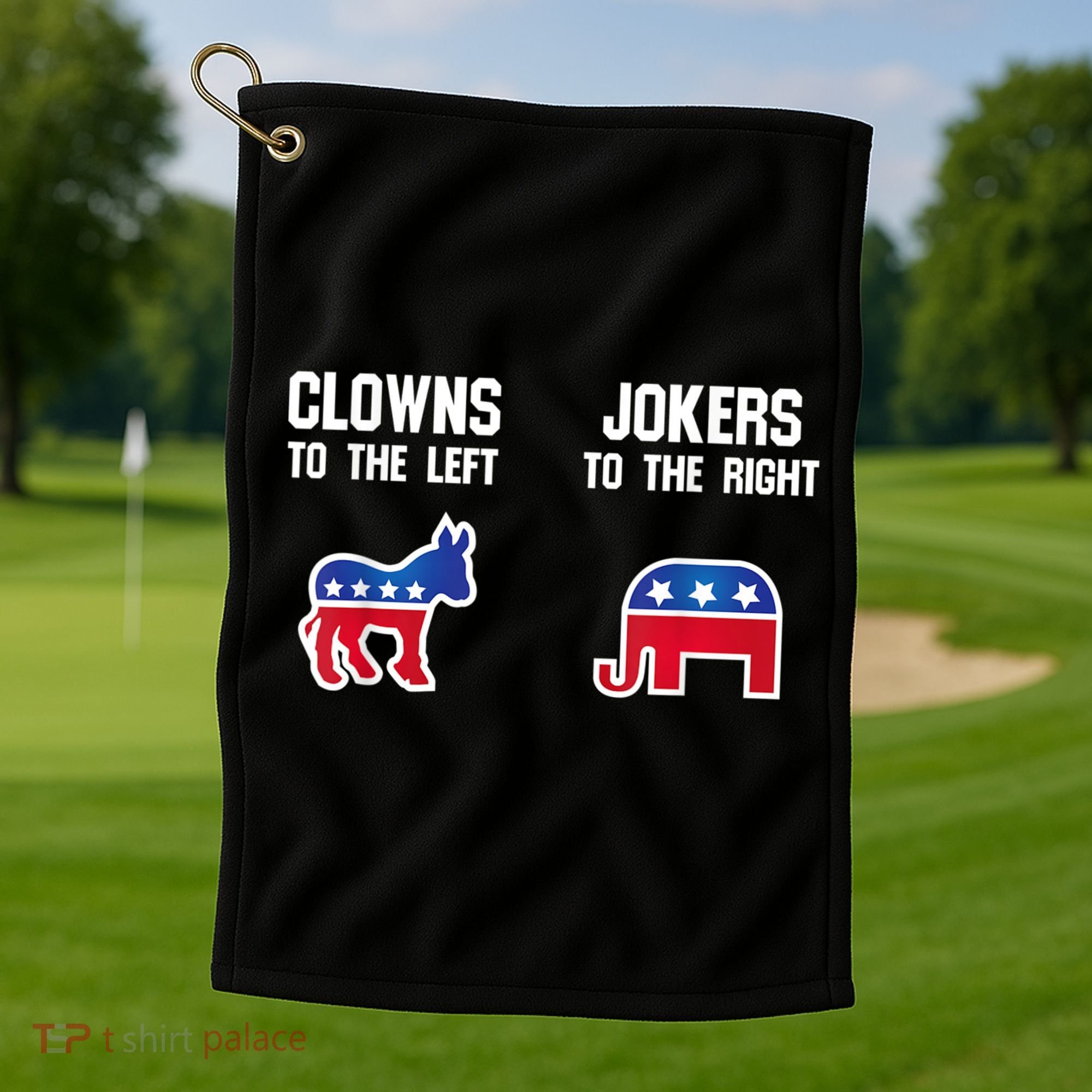 Donkey Pox Clowns To The Left Jokers To The Right Funny Elephant Golf Towel
