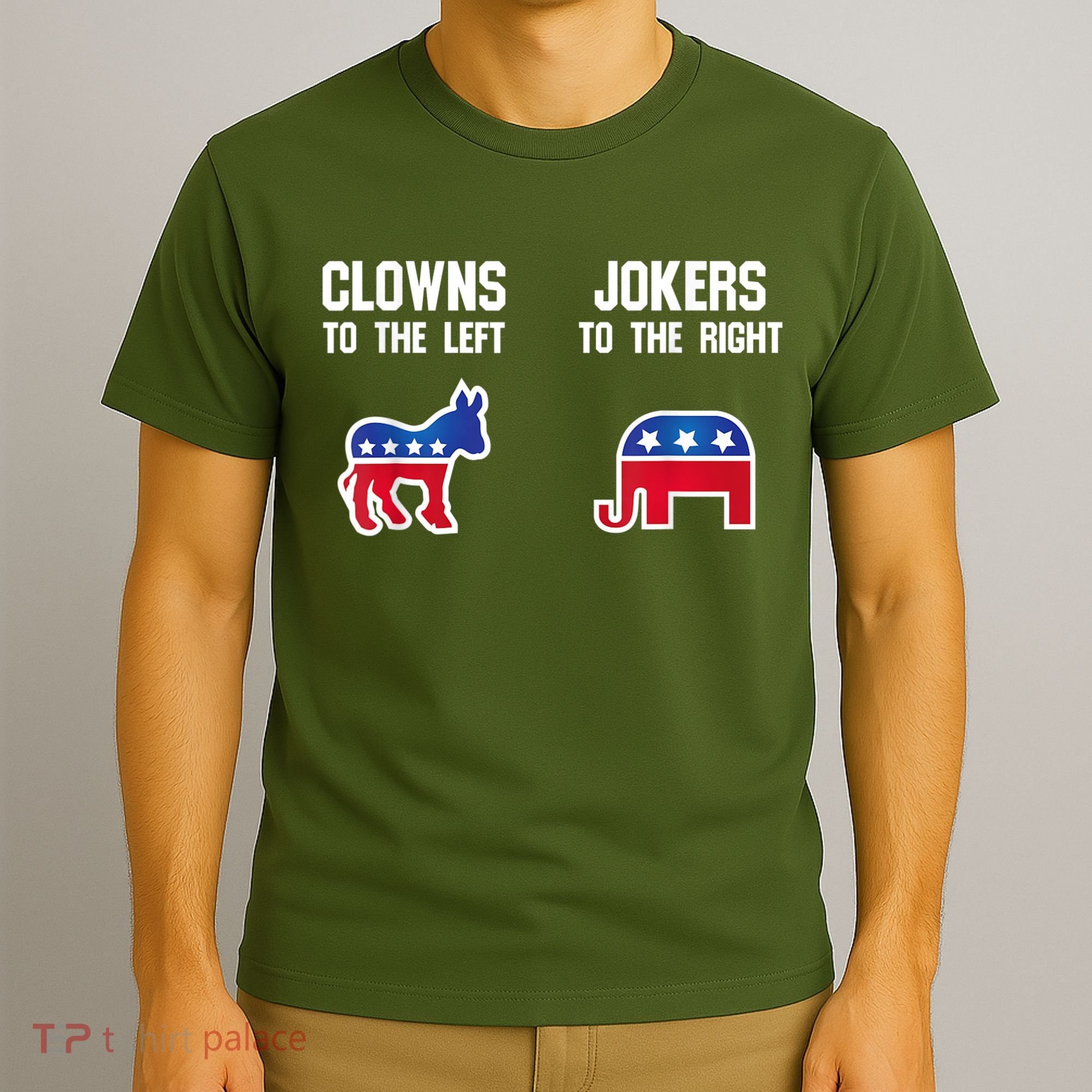 Donkey Pox Clowns To The Left Jokers To The Right Funny Elephant T-Shirt
