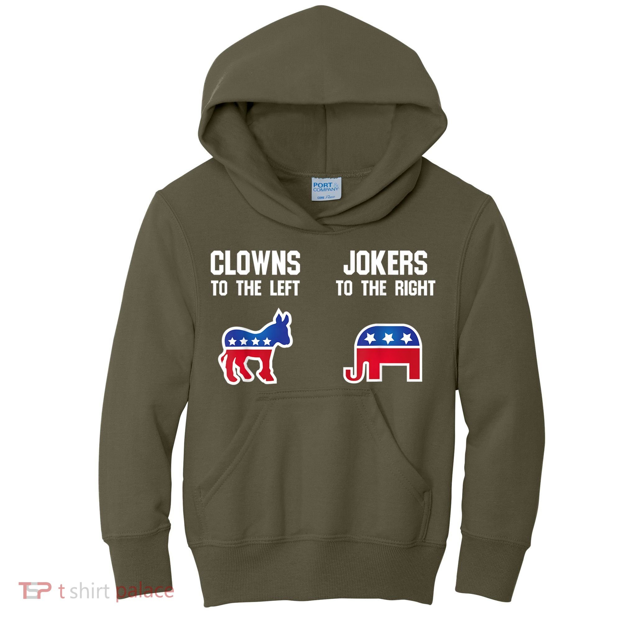 Donkey Pox Clowns To The Left Jokers To The Right Funny Elephant Kids Hoodie