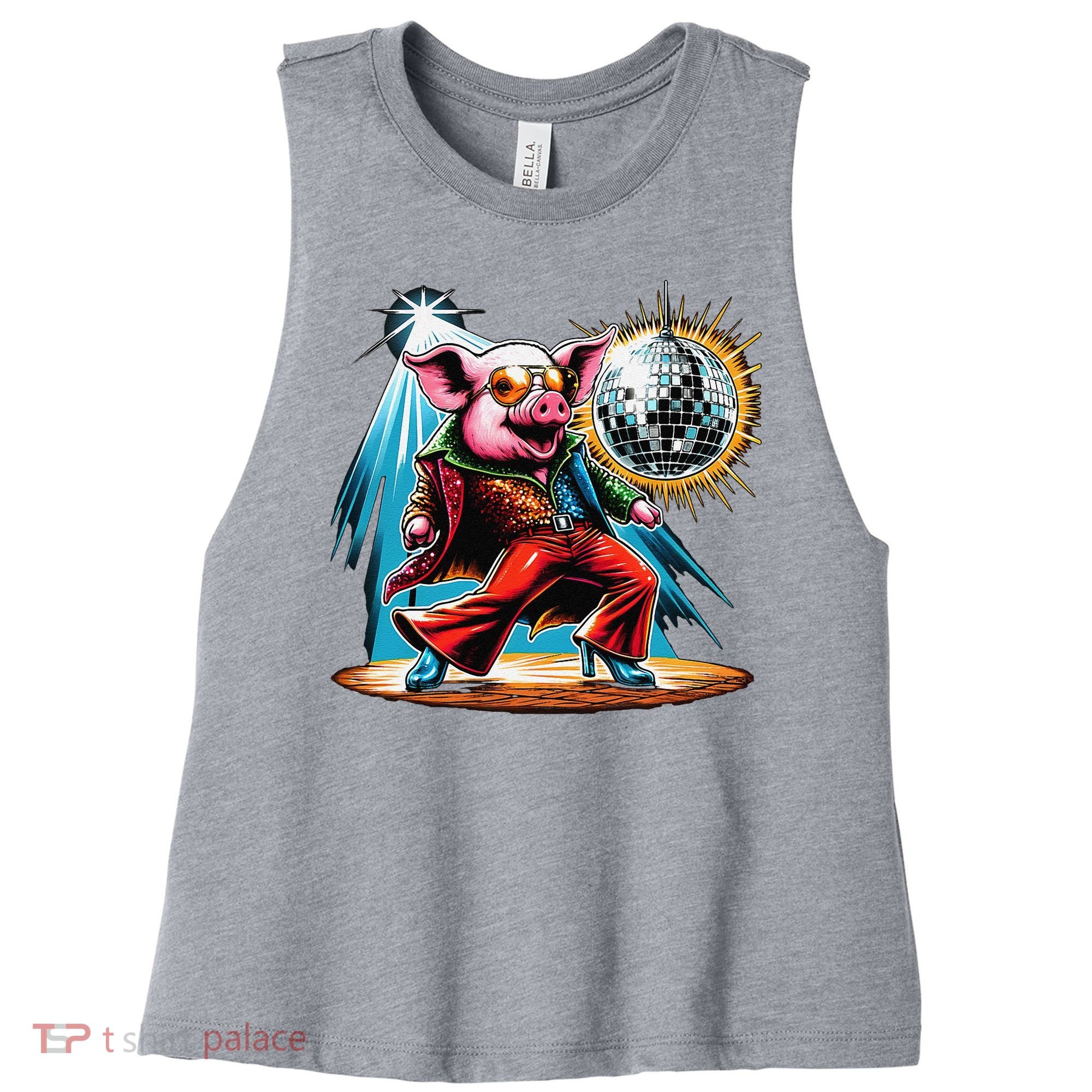 Dancer Pig Dancing Disco Women's Racerback Cropped Tank