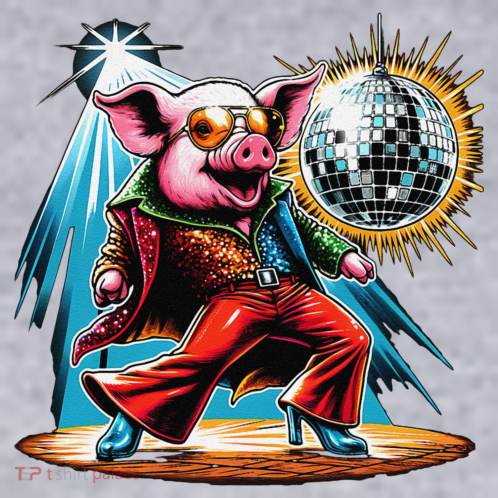 Dancer Pig Dancing Disco Women's Racerback Cropped Tank