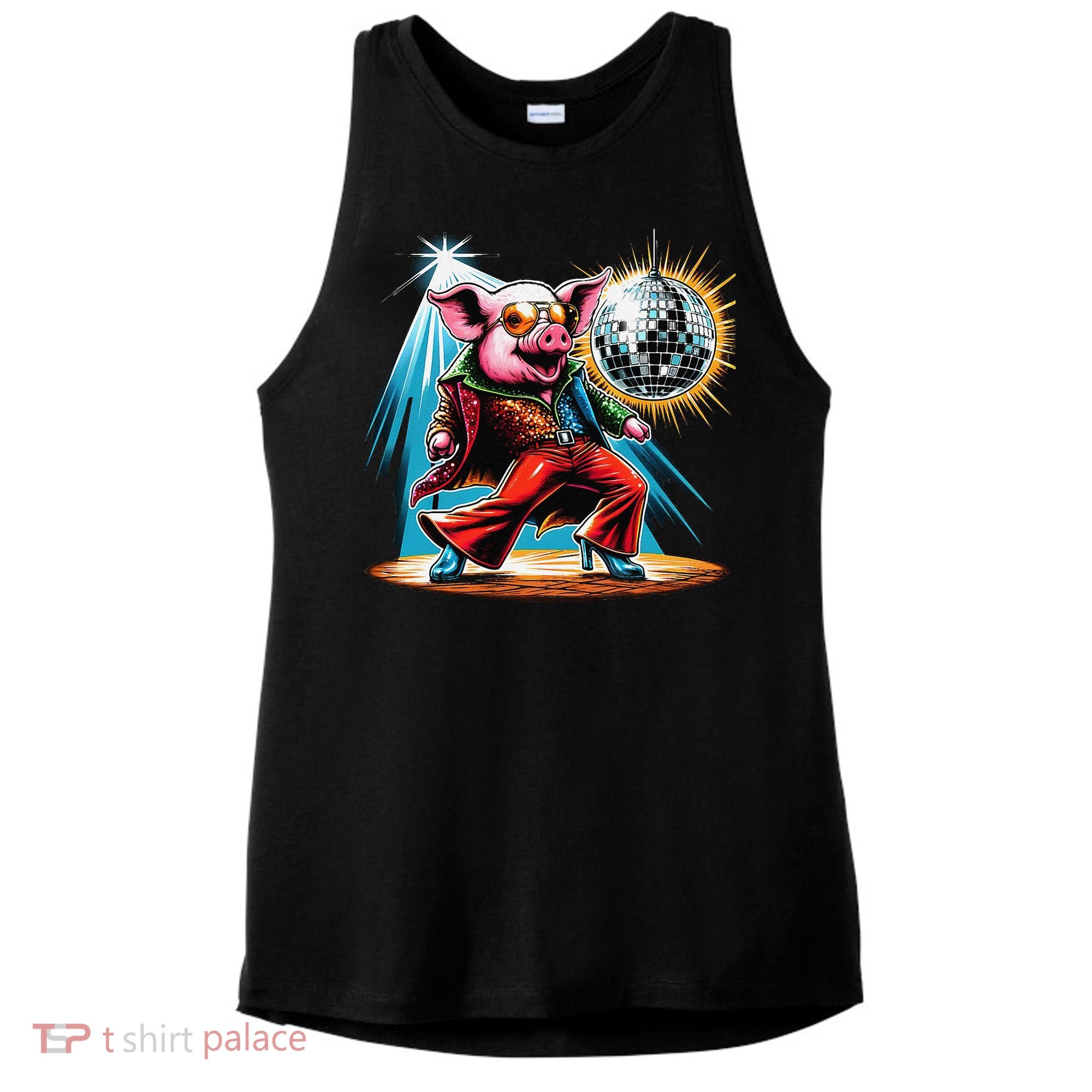 Dancer Pig Dancing Disco Ladies PosiCharge Tri-Blend Wicking Tank